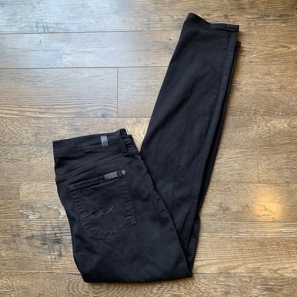 7 For All Mankind Denim - 7 For All Mankind Black Ankle Gwenevere Jeans
